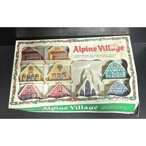 Alpine Village Christmas Houses Church Lot Of 9 Set Regency Original Box Vintage